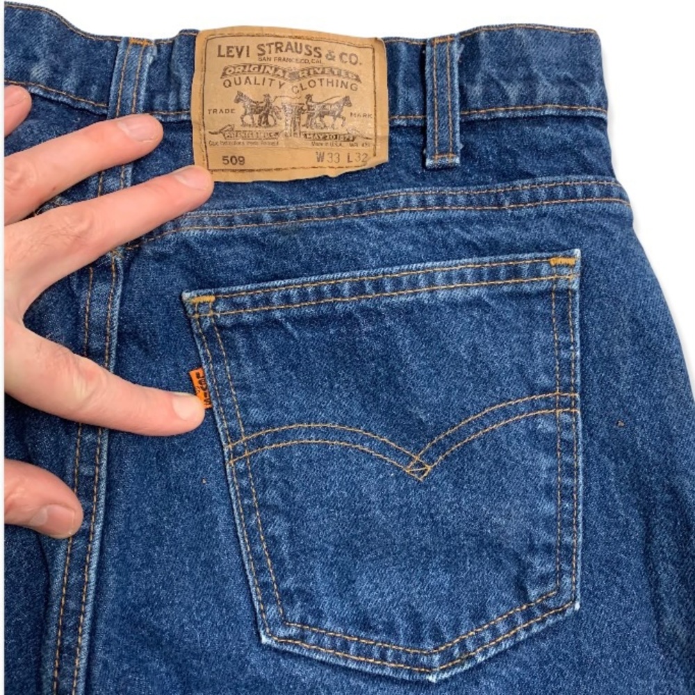 Vintage Mens Levis Orange Tab 509 Medium Wash Denim Blue Jeans Dungarees 33"x32"